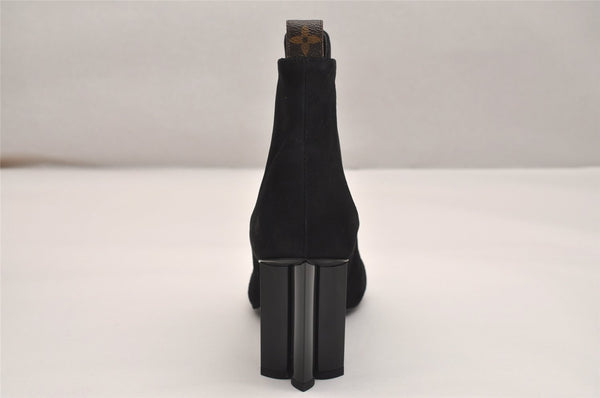 Auth Louis Vuitton Silhouette Line Ankle Boots Suede US Size 7.5 Black 8946J