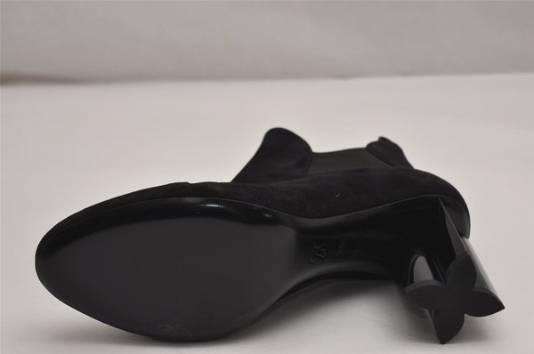 Auth Louis Vuitton Silhouette Line Ankle Boots Suede US Size 7.5 Black 8946J