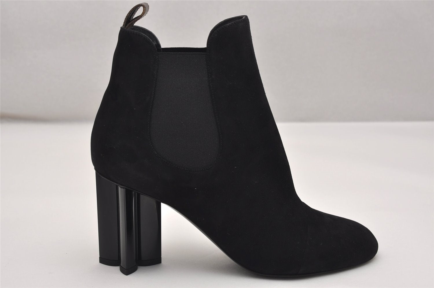 Auth Louis Vuitton Silhouette Line Ankle Boots Suede US Size 7.5 Black 8946J