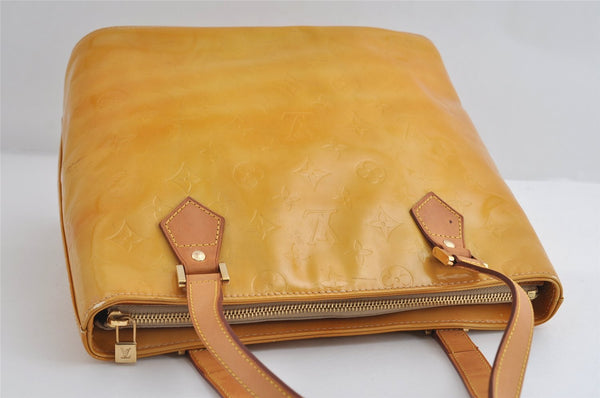 Authentic Louis Vuitton Vernis Houston Shoulder Hand Bag Yellow M91004 LV 8949I