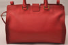 Authentic YVES SAINT LAURENT Cabas Shyc 2Way Shoulder Tote Bag Leather Red 8949J