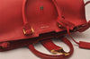 Authentic YVES SAINT LAURENT Cabas Shyc 2Way Shoulder Tote Bag Leather Red 8949J