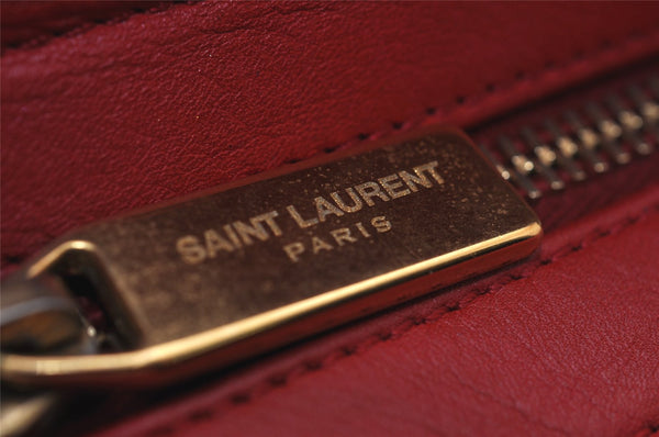 Authentic YVES SAINT LAURENT Cabas Shyc 2Way Shoulder Tote Bag Leather Red 8949J