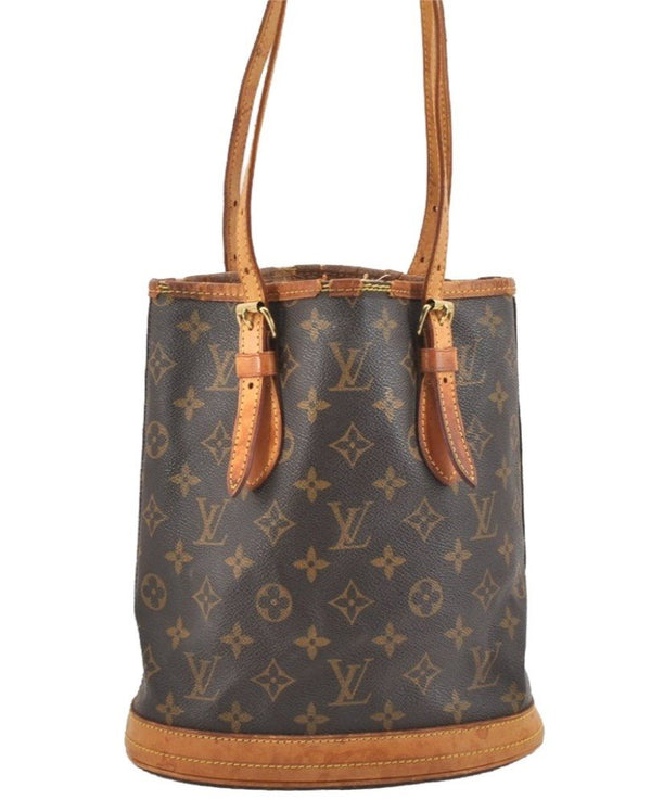 Authentic Louis Vuitton Monogram Bucket PM Shoulder Tote Bag M42238 Junk 8951I