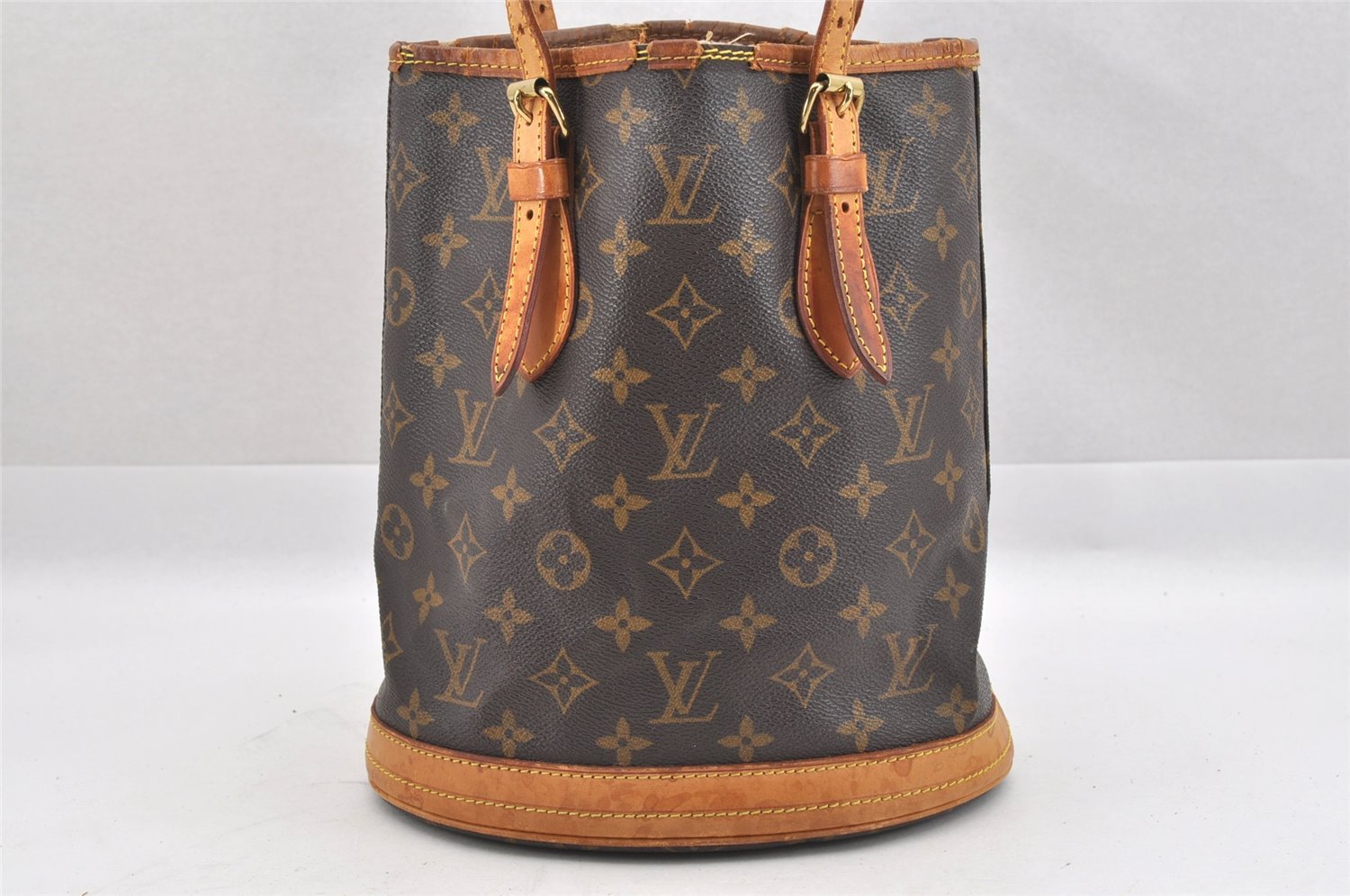 Authentic Louis Vuitton Monogram Bucket PM Shoulder Tote Bag M42238 Junk 8951I