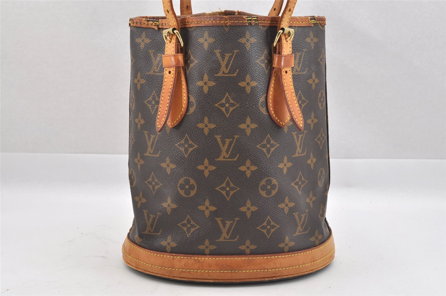 Authentic Louis Vuitton Monogram Bucket PM Shoulder Tote Bag M42238 Junk 8951I