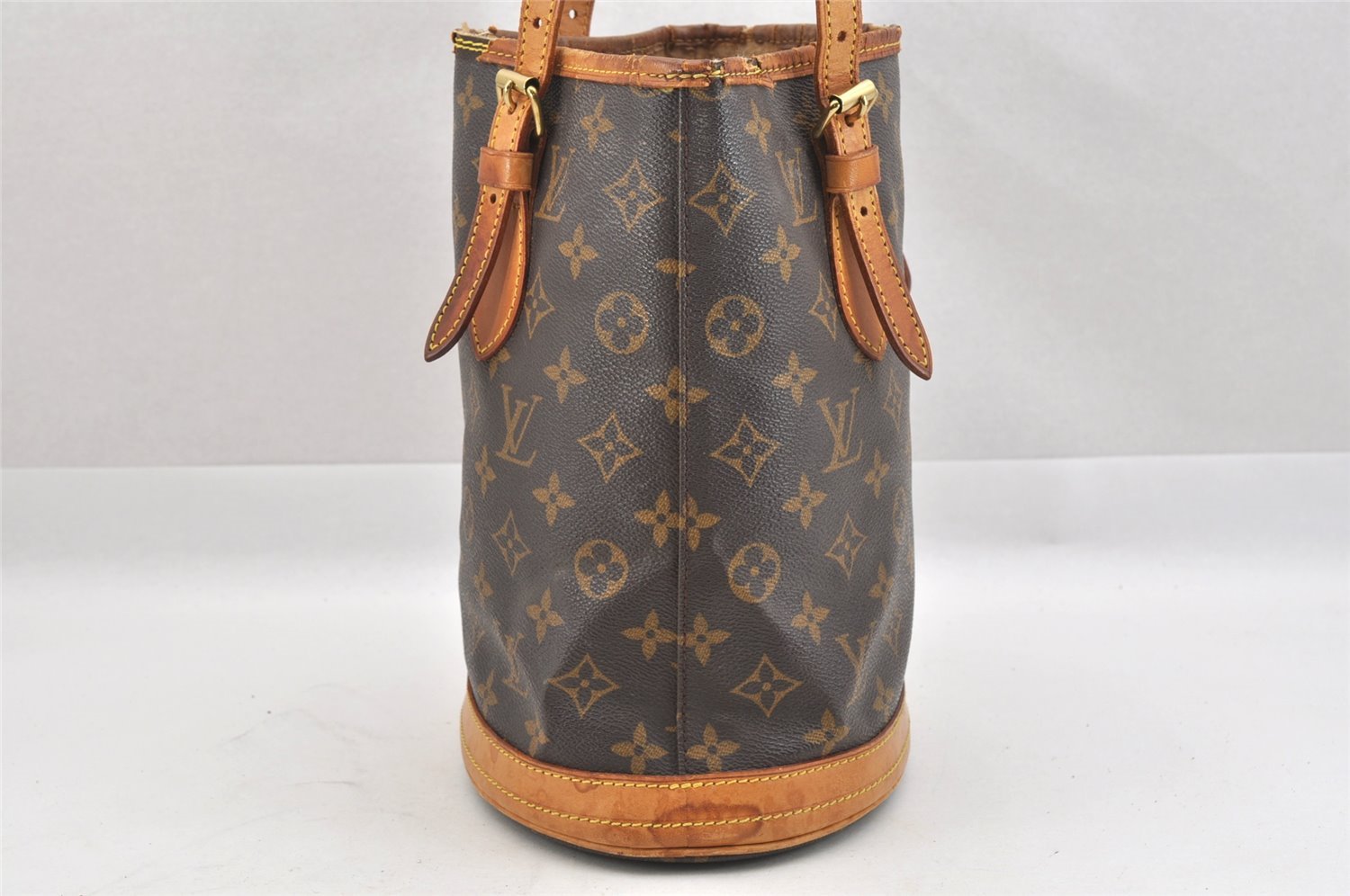 Authentic Louis Vuitton Monogram Bucket PM Shoulder Tote Bag M42238 Junk 8951I