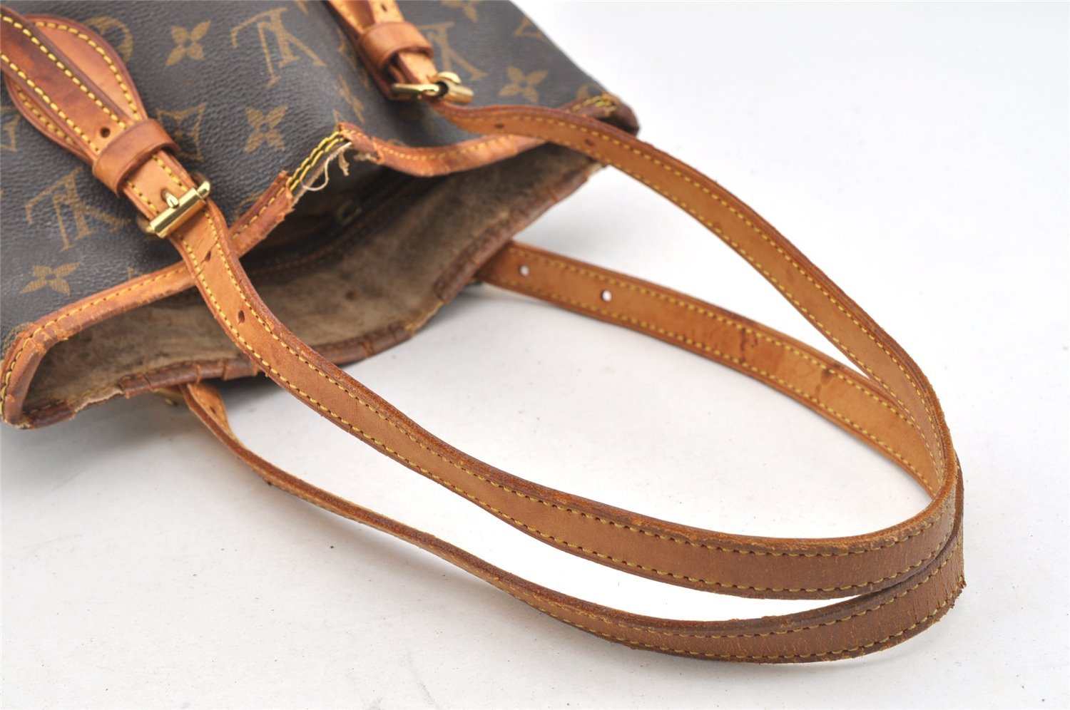 Authentic Louis Vuitton Monogram Bucket PM Shoulder Tote Bag M42238 Junk 8951I