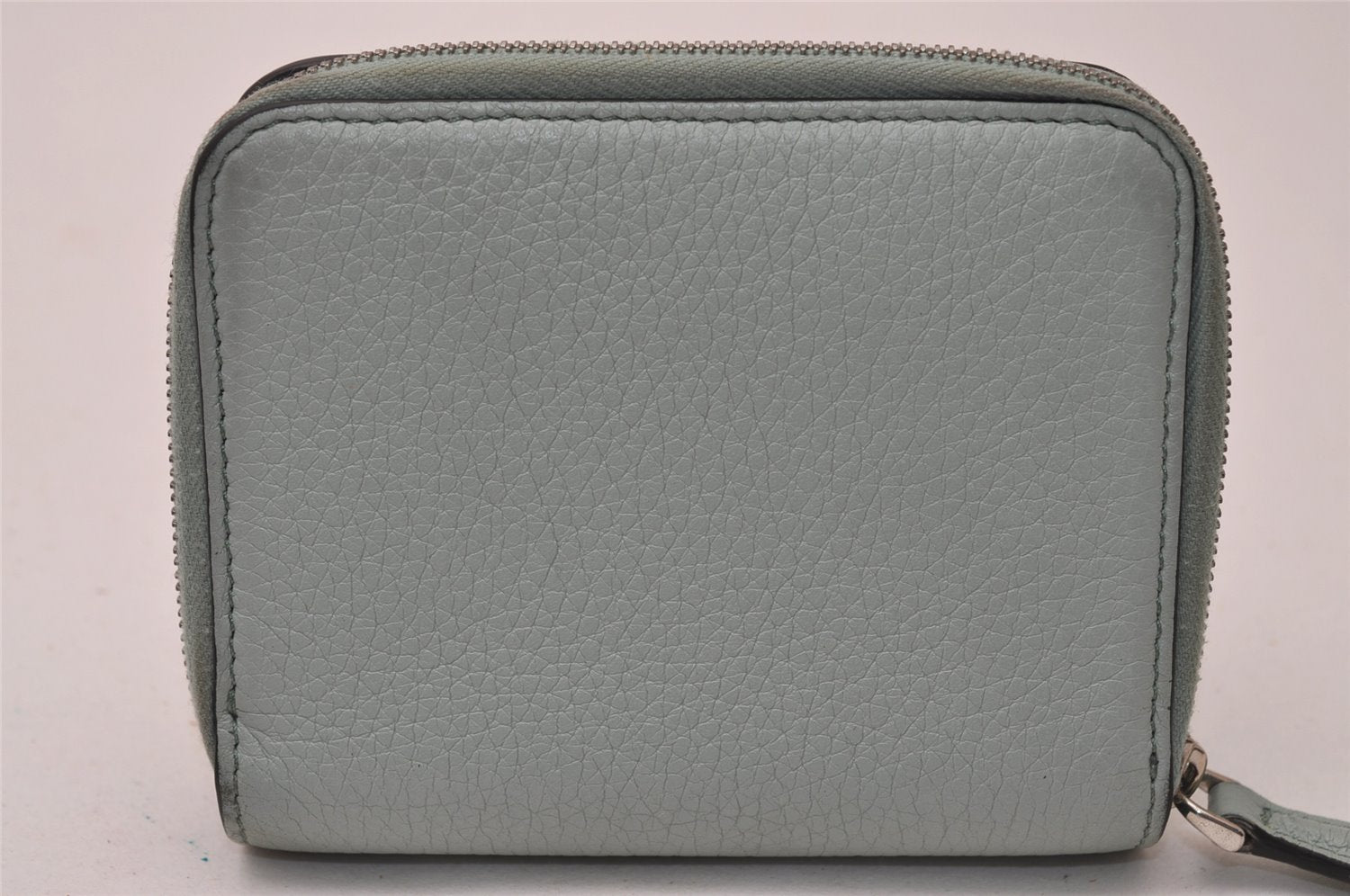 Authentic FENDI Selleria Vintage Bifold Wallet Purse Leather Light Blue 8952J