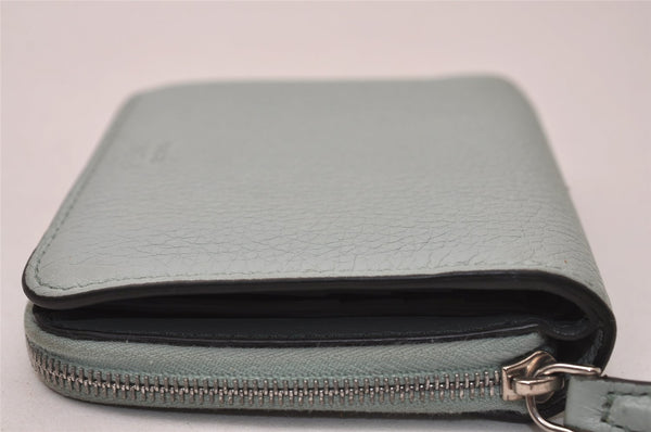 Authentic FENDI Selleria Vintage Bifold Wallet Purse Leather Light Blue 8952J