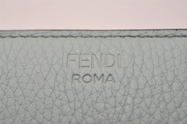 Authentic FENDI Selleria Vintage Bifold Wallet Purse Leather Light Blue 8952J