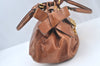 Authentic MIU MIU Vintage Ribbon Leather Shoulder Hand Bag Purse Brown 8957I