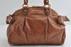 Authentic MIU MIU Ribbon Leather 2Way Shoulder Cross Body Hand Bag Brown 8958I