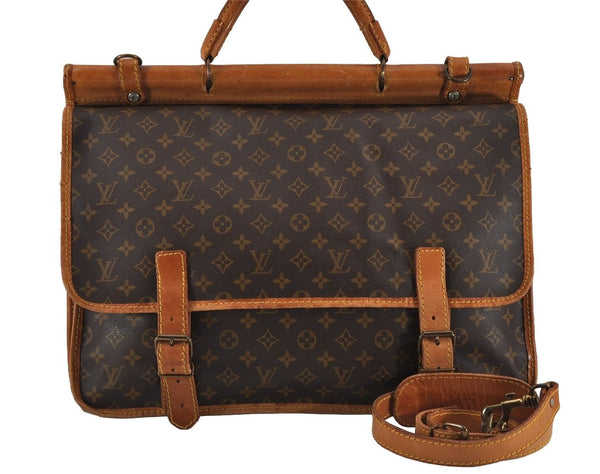 Authentic Louis Vuitton Monogram Sac Chasse 2Way Travel Hand Bag Old Model 8958J