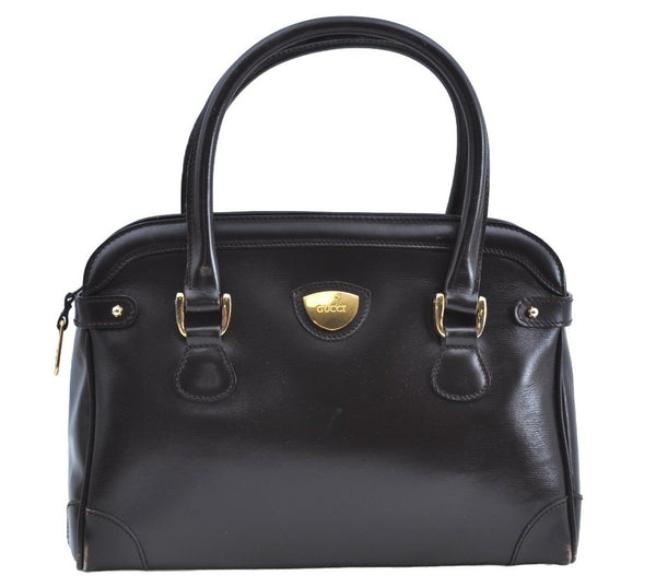 Authentic GUCCI Vintage Hand Boston Bag Leather Brown 8959G