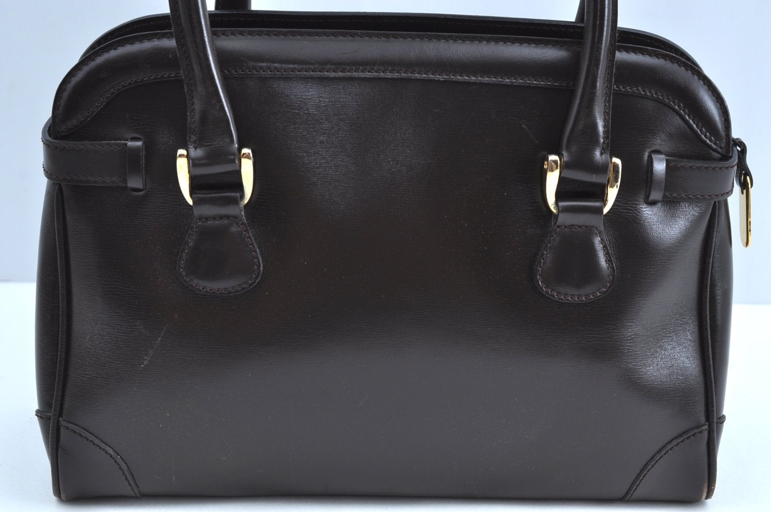 Authentic GUCCI Vintage Hand Boston Bag Leather Brown 8959G