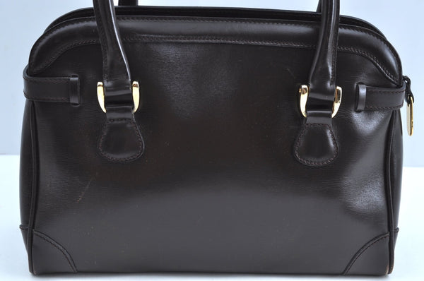 Authentic GUCCI Vintage Hand Boston Bag Leather Brown 8959G
