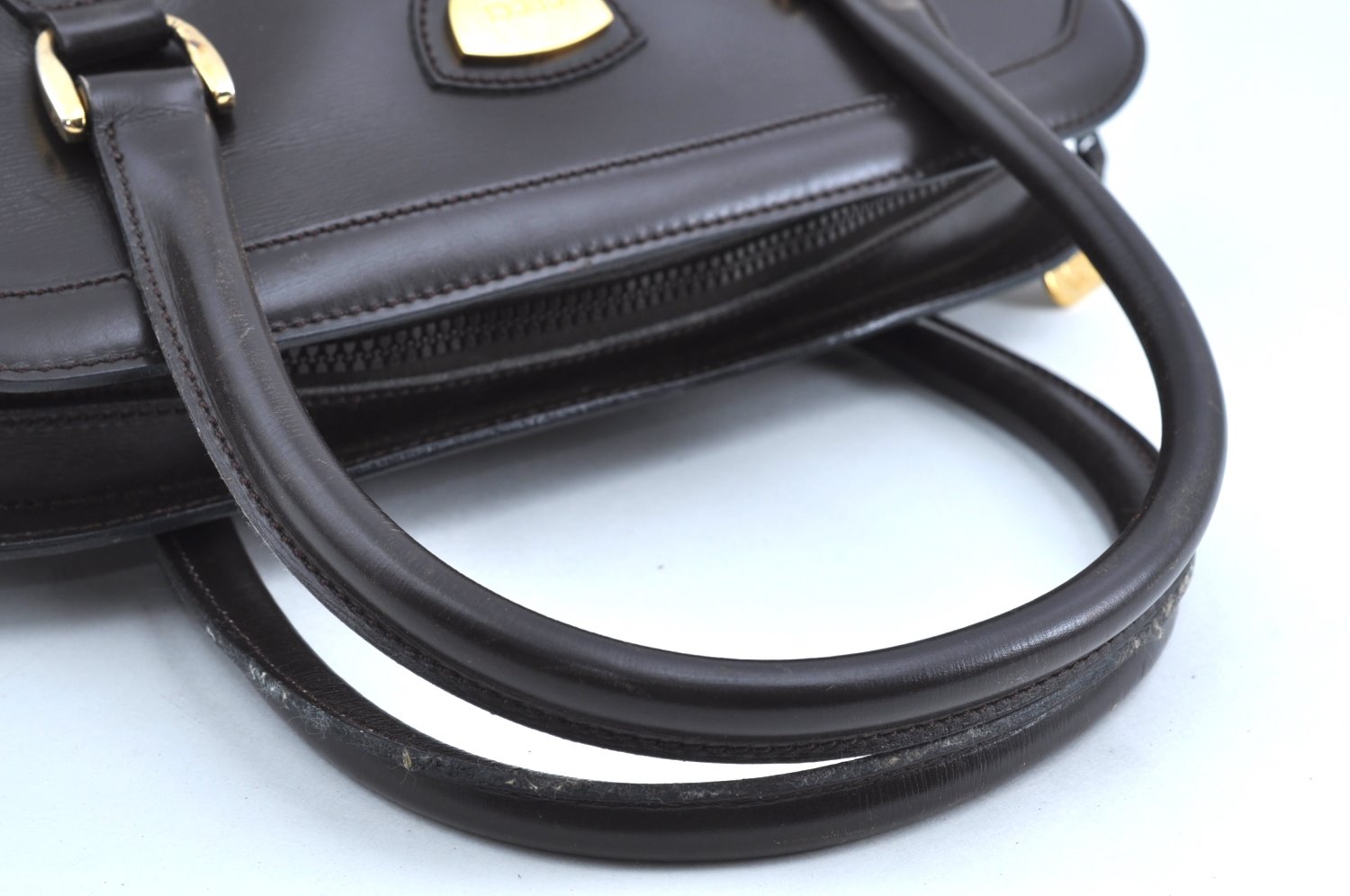 Authentic GUCCI Vintage Hand Boston Bag Leather Brown 8959G