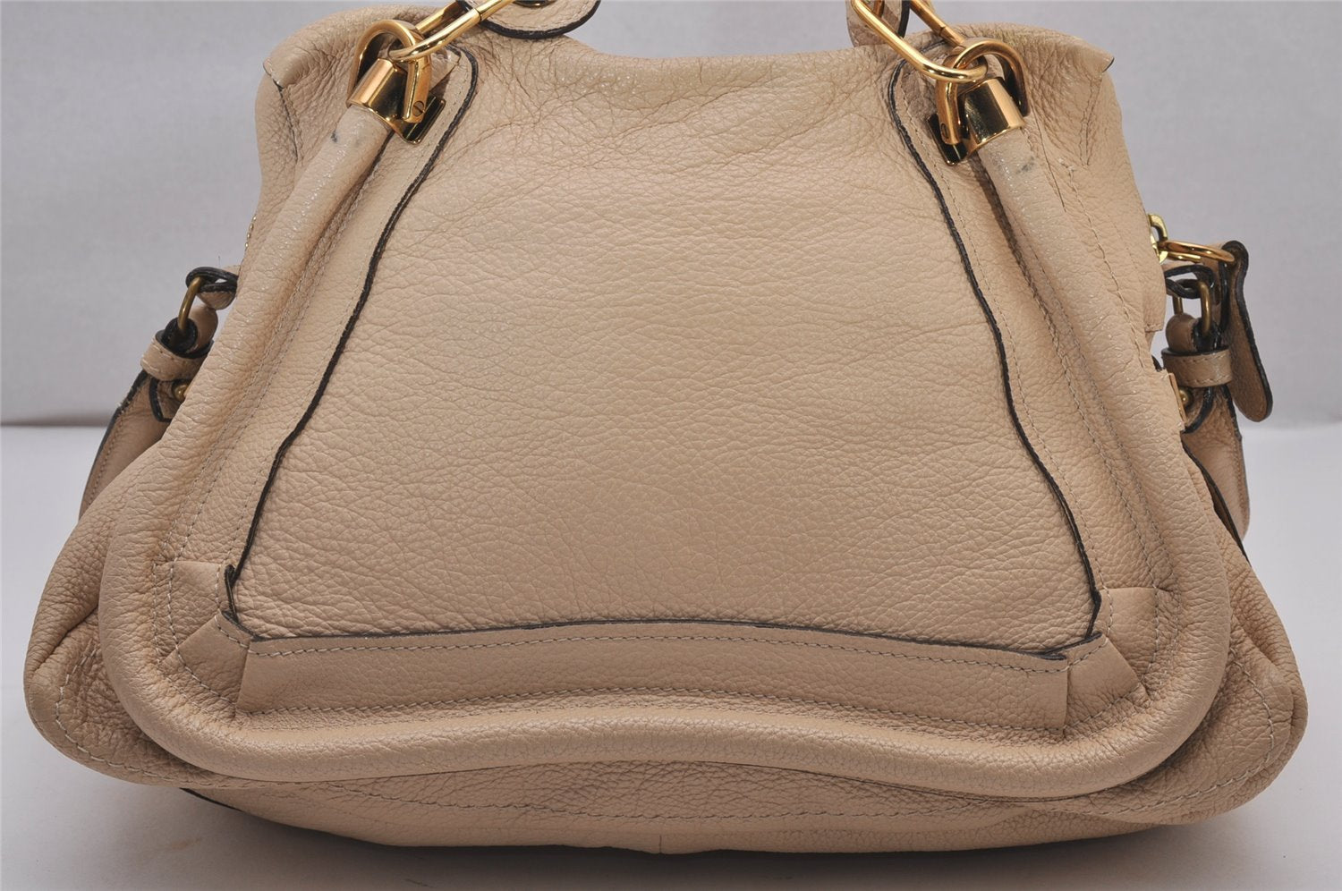 Authentic Chloe Paraty Medium 2Way Shoulder Hand Bag Purse Leather Beige 8960I