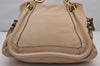 Authentic Chloe Paraty Medium 2Way Shoulder Hand Bag Purse Leather Beige 8960I