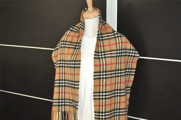 Authentic Burberrys Nova Check Cashmere Winter Scarf Stole Brown 8962I