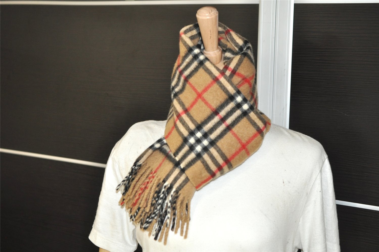 Authentic Burberrys Nova Check Cashmere Winter Scarf Stole Brown 8962I