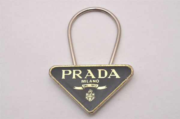 Authentic PRADA Vintage Logo Key Ring Charm M285X Silver Plating Box 8964I