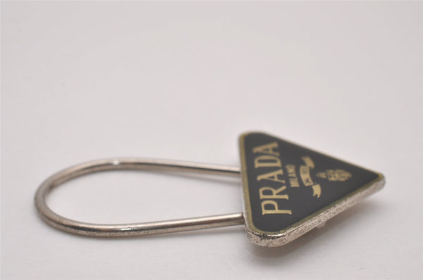Authentic PRADA Vintage Logo Key Ring Charm M285X Silver Plating Box 8964I
