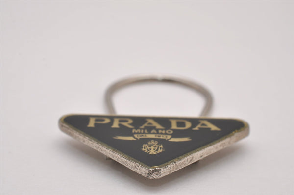 Authentic PRADA Vintage Logo Key Ring Charm M285X Silver Plating Box 8964I