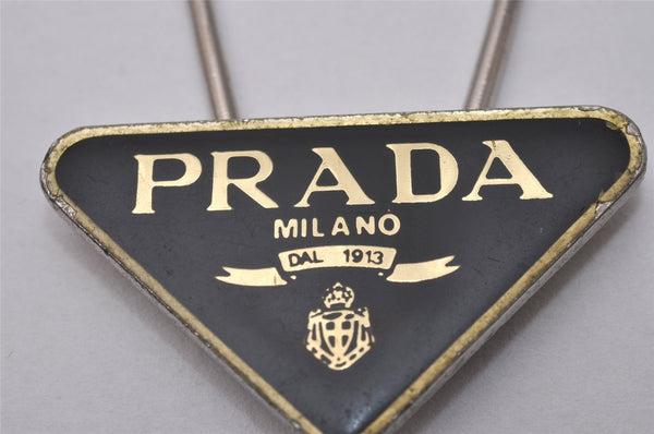 Authentic PRADA Vintage Logo Key Ring Charm M285X Silver Plating Box 8964I