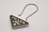 Authentic PRADA Vintage Logo Key Ring Charm M285X Silver Plating Box 8964I