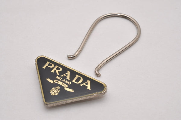 Authentic PRADA Vintage Logo Key Ring Charm M285X Silver Plating Box 8964I