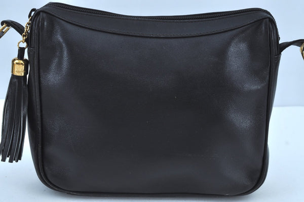 Authentic GUCCI Tassel Shoulder Cross Body Bag Purse Leather Black Junk 8967G