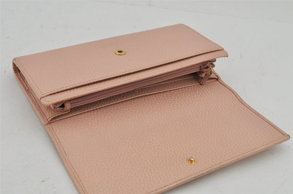 Authentic GUCCI Petite Mormont Long Wallet Purse Leather 456116 Pink Junk 8968J