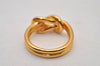 Authentic HERMES Scarf Ring Atame Circle Knot Design Gold Tone Box 8969I