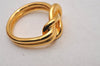 Authentic HERMES Scarf Ring Atame Circle Knot Design Gold Tone Box 8969I