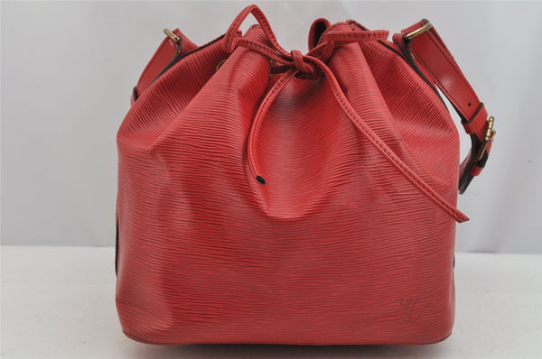Authentic Louis Vuitton Epi Petit Noe Shoulder Drawstring Bag M44107 Red 8970J