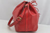 Authentic Louis Vuitton Epi Petit Noe Shoulder Drawstring Bag M44107 Red 8970J