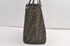 Authentic FENDI Vintage Zucca Shoulder Tote Bag Nylon Leather Brown 8971J