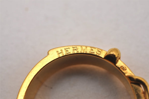 Authentic HERMES Scarf Ring Boucle Sellier Belt Design Gold Tone 8973I