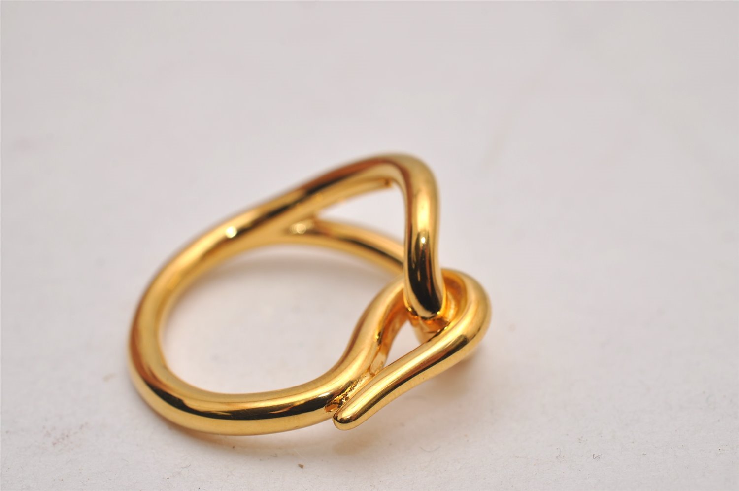 Authentic HERMES Scarf Ring Jumbo Circle Design Gold Tone 8974I