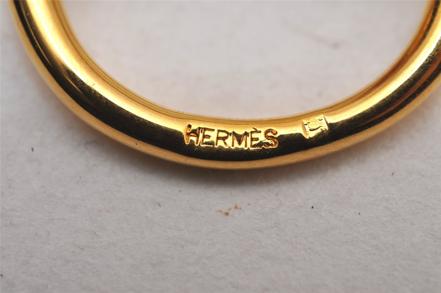 Authentic HERMES Scarf Ring Jumbo Circle Design Gold Tone 8974I