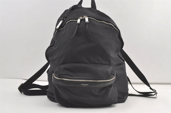 Auth SAINT LAURENT City 2Way Folding Backpack Nylon Leather 534974 Black 8974J