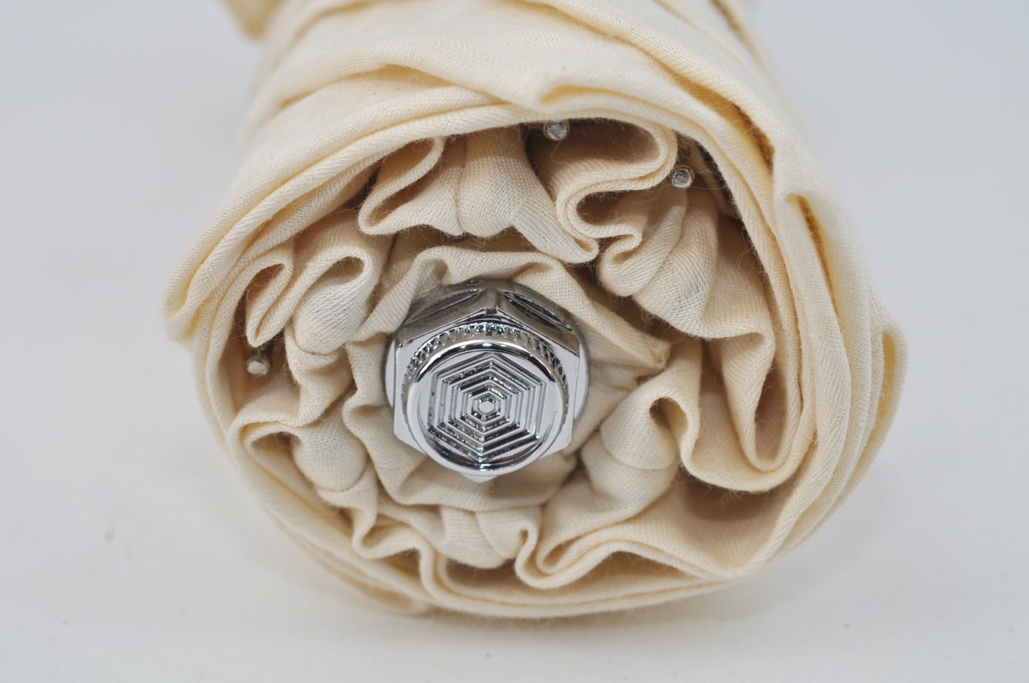 Authentic FENDI Vintage Zucchino Folding Umbrella White Cream 8975J