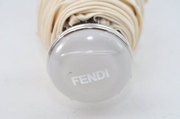Authentic FENDI Vintage Zucchino Folding Umbrella White Cream 8975J