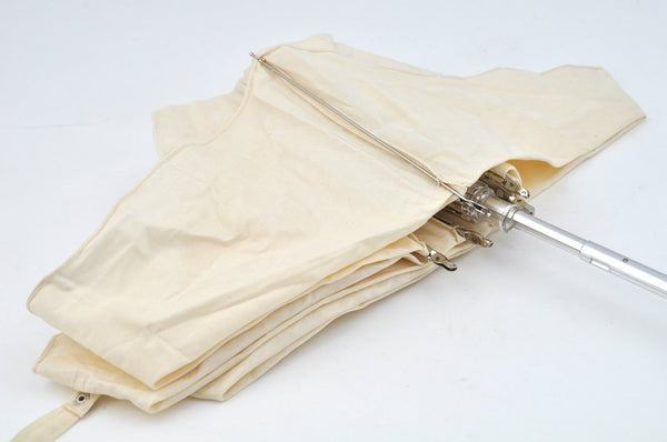Authentic FENDI Vintage Zucchino Folding Umbrella White Cream 8975J