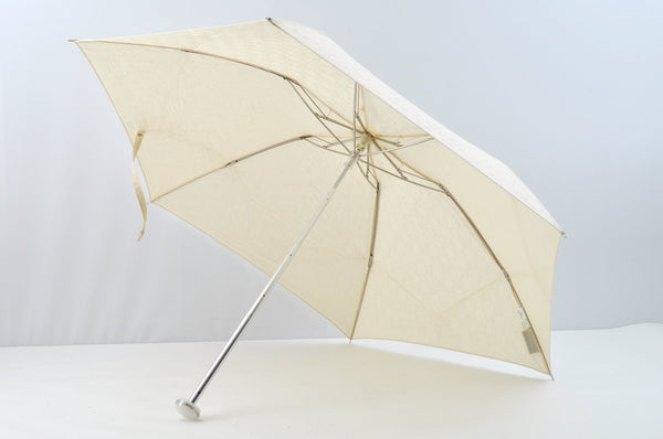 Authentic FENDI Vintage Zucchino Folding Umbrella White Cream 8975J