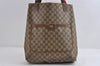 Authentic GUCCI Web Sherry Line Tote Bag GG PVC Leather Brown Junk 8976I