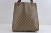 Authentic GUCCI Web Sherry Line Tote Bag GG PVC Leather Brown Junk 8976I
