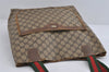 Authentic GUCCI Web Sherry Line Tote Bag GG PVC Leather Brown Junk 8976I